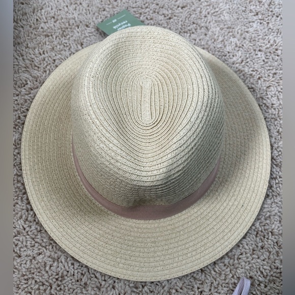 H&M straw raffia fedora hat women’s crème and pink - Picture 11 of 12